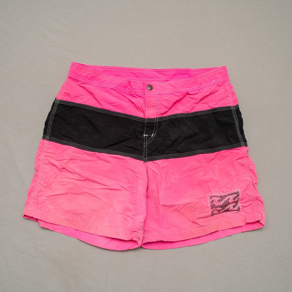 Vintage 80s Billabong Black Pink Board Shorts Faded Surf Skate Adult 32"